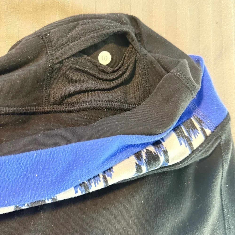 Lululemon Black Leggings with Blue Waistband
